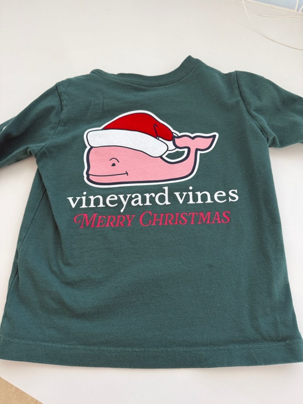 Vineyard Vines Green Long-Sleeve Whale Christmas Tee